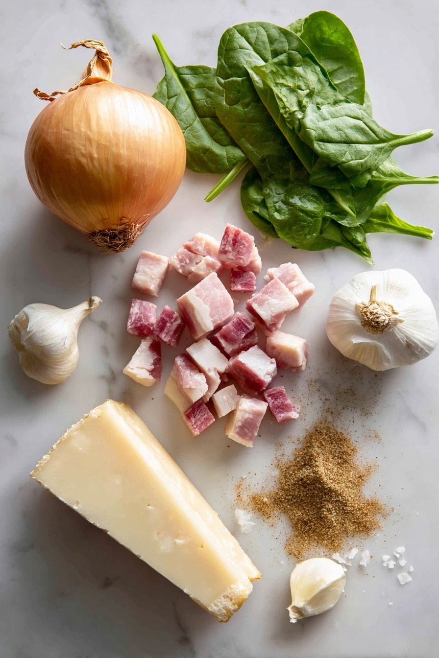 Spinach Gratin with Crispy Pancetta and Melted Gruyère Recipe - Ingredients