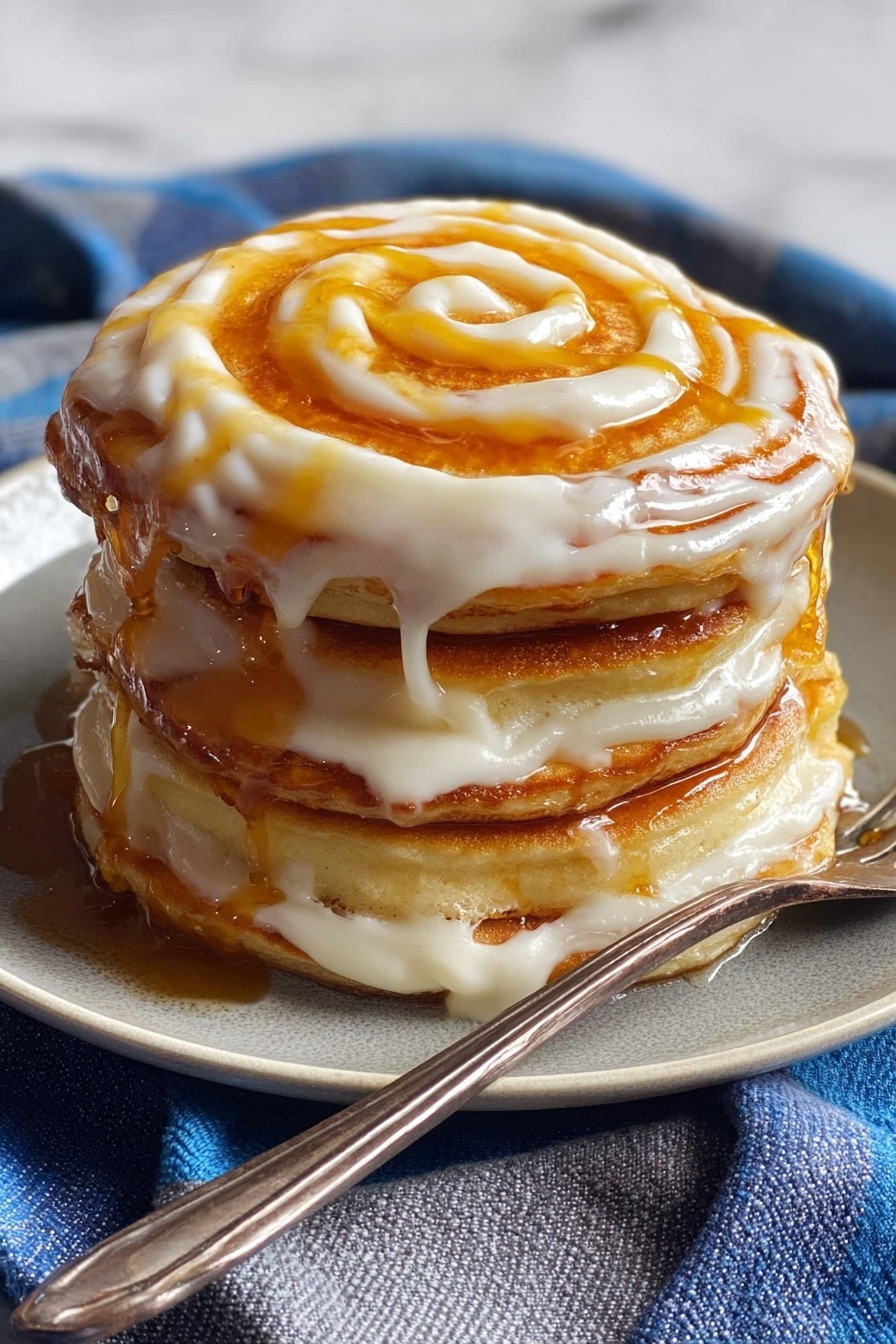 Cinnamon Roll Pancakes with Cream Cheese Glaze Recipe