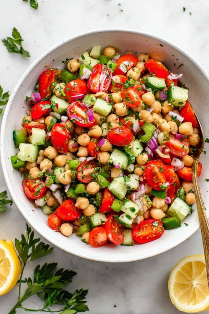 Tomato Cucumber Chickpea Salad Recipe