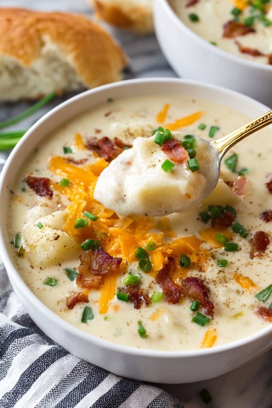 Creamy Potato Soup with Bacon Recipe - Serving Suggestion
