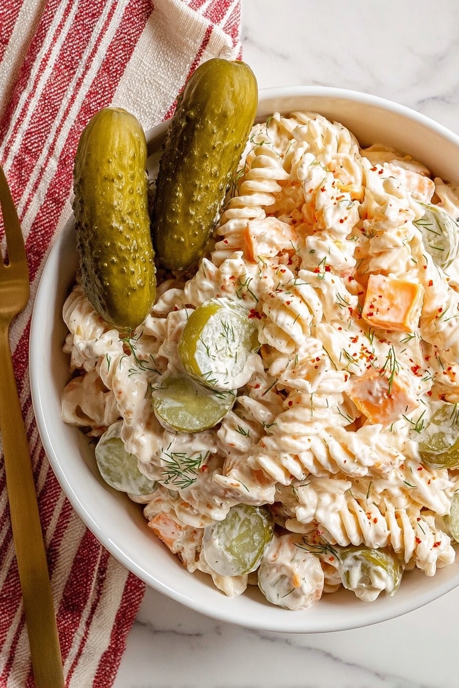 Dill Pickle Pasta Salad Recipe - Serving Suggestion