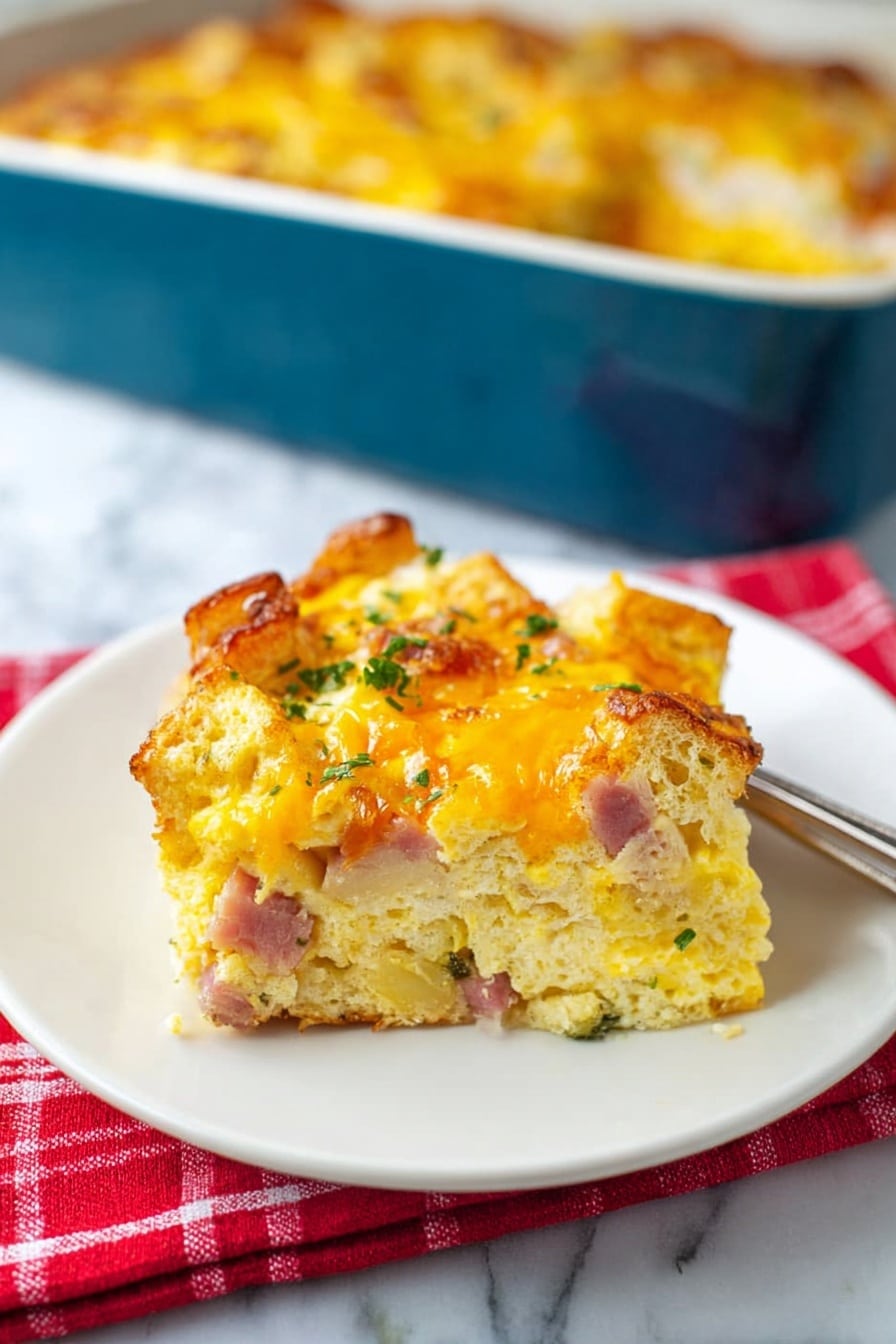 Ham and Cheese Bread Pudding Recipe - Serving Suggestion