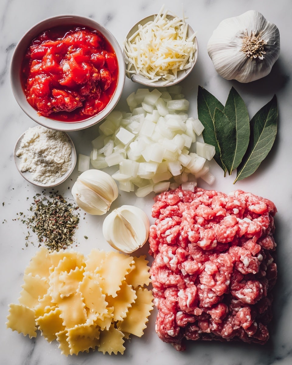 Homemade Lasagna Soup with Cheese Topping Recipe - Ingredients