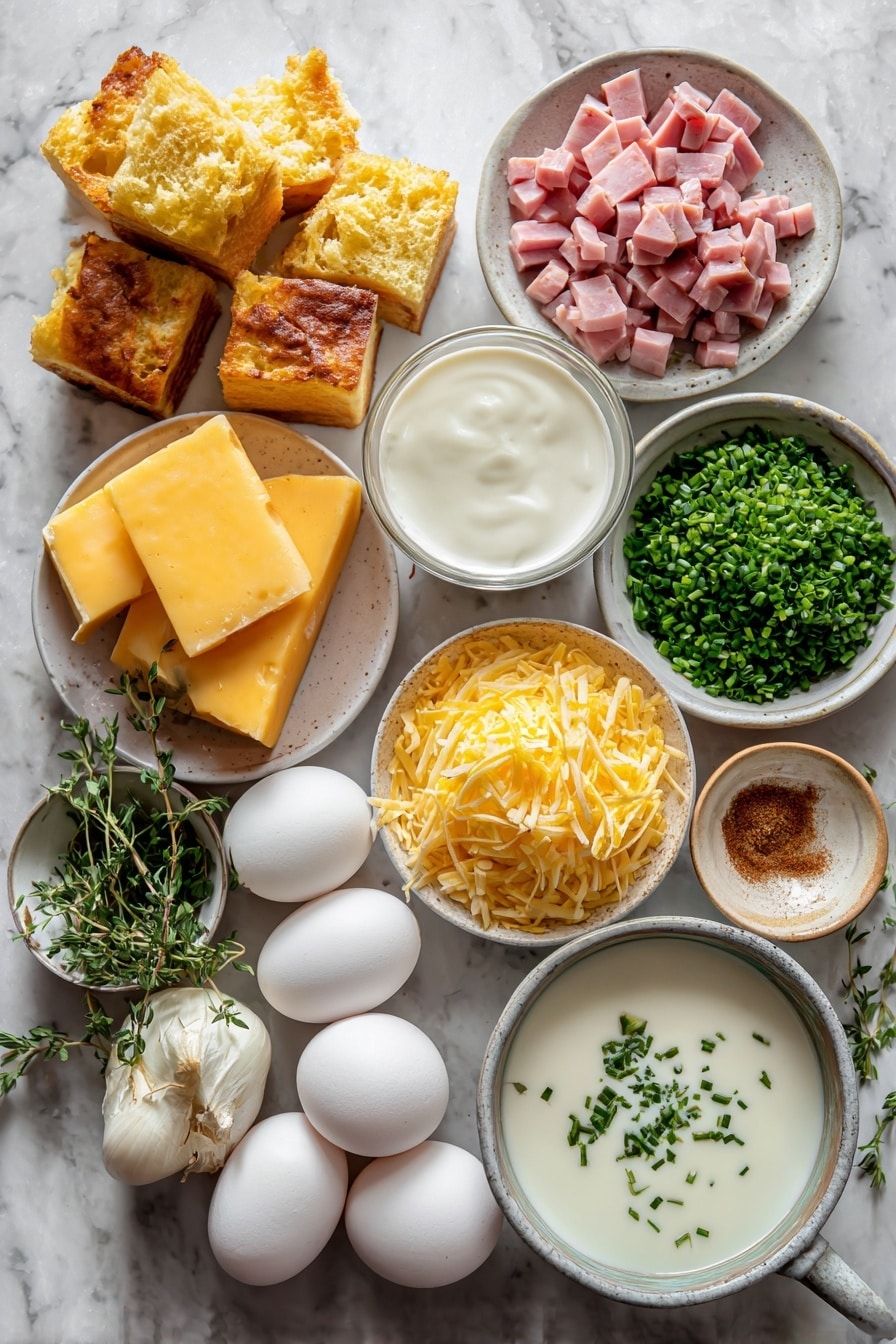 Ham and Cheese Bread Pudding Recipe - Ingredients