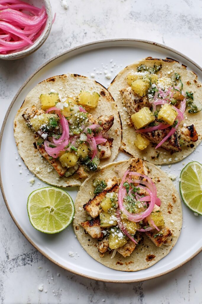 Grilled Chili Lime Chicken Tacos with Pineapple Salsa Recipe