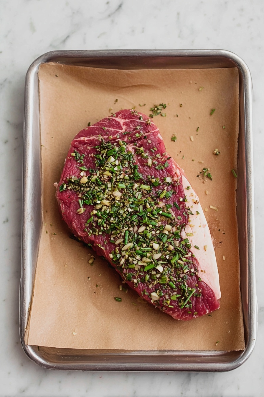 Slow Cooker Roast Beef, easy slow cooker beef, tender roast beef recipe, flavorful beef dinner, effortless slow cooker meal - The image shows a white deep plate with two main layers of food. On the left side, there is a mound of creamy white mashed potatoes topped with small black pepper flakes. On the right side, there are chunks of dark brown cooked meat with visible fibers and a slightly rough texture. A silver fork rests on the plate's edge, touching the meat. The plate is placed on a white marbled surface, surrounded by some herbs, garlic cloves in a white bowl, and slices of cooked meat on a wooden board in the background. Photo taken with an iphone --ar 2:3 --v 7