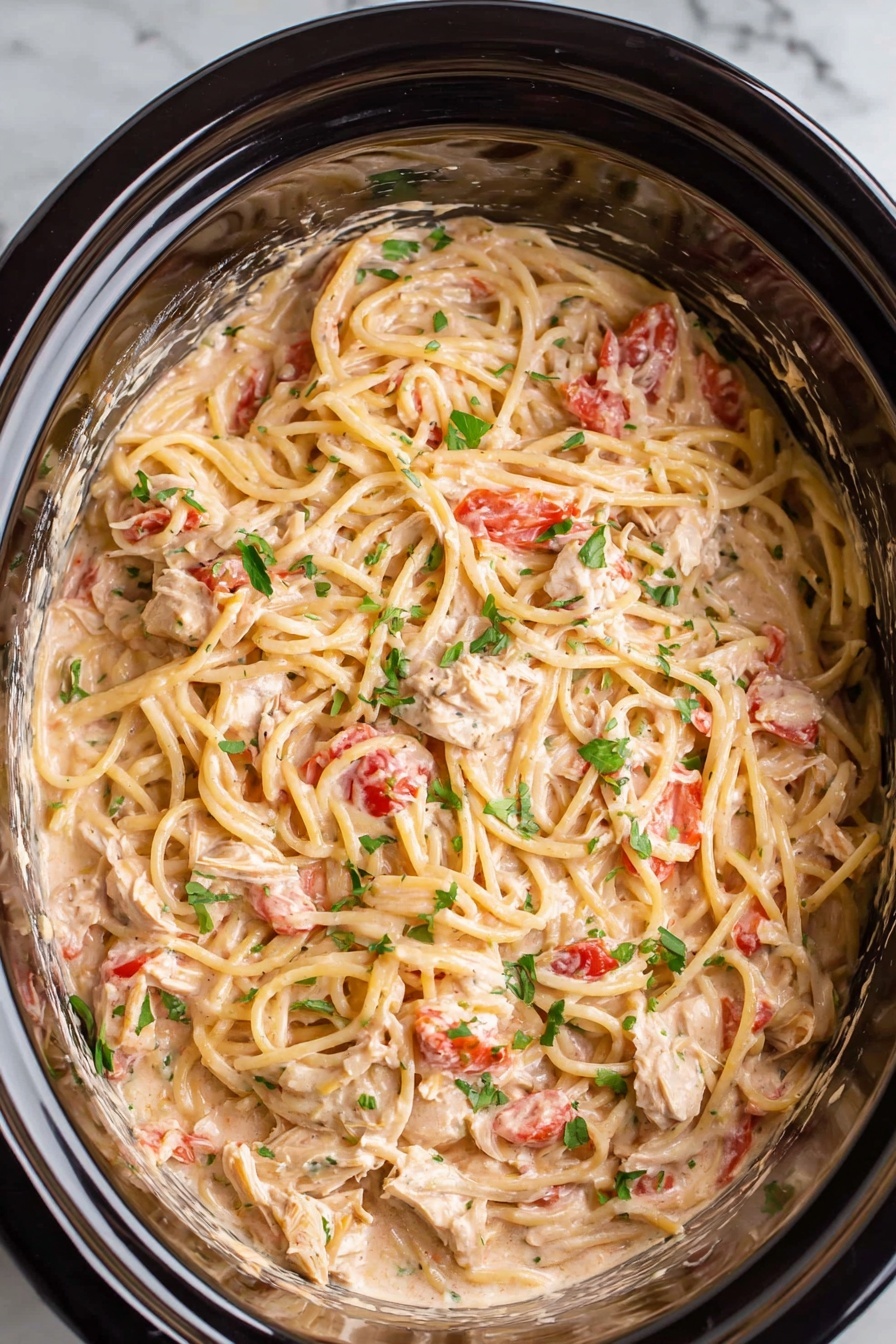 Creamy Slow Cooker Chicken Spaghetti Recipe