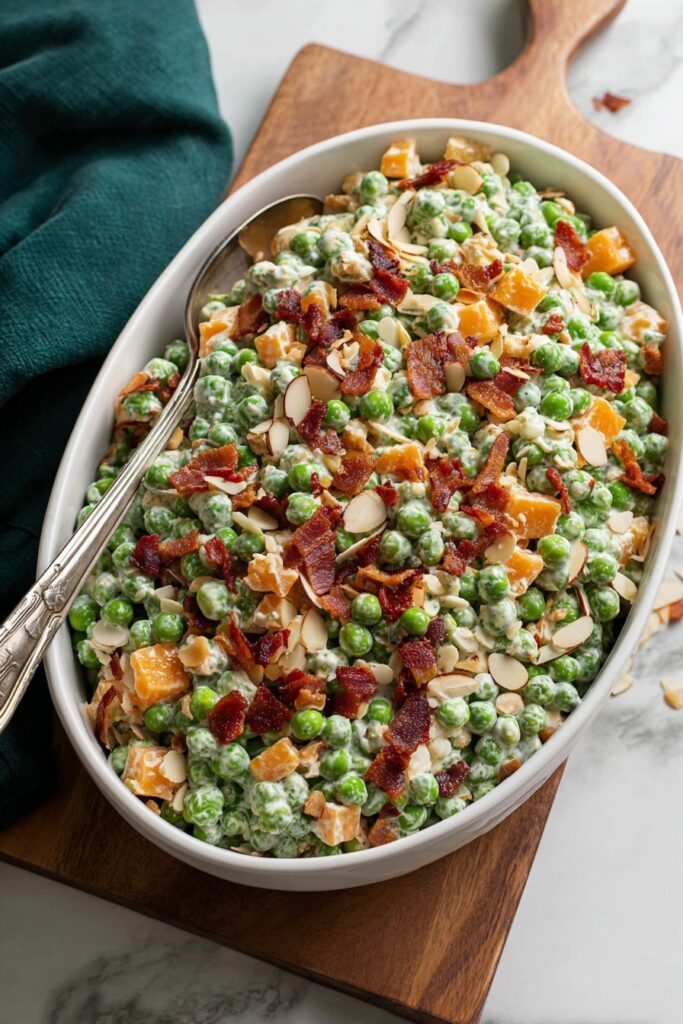 Creamy Pea Salad with Bacon and Cheese Recipe