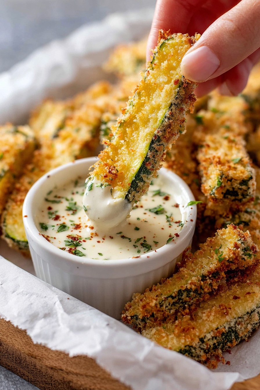 Baked Zucchini Fries with Dipping Sauce Recipe - Serving Suggestion
