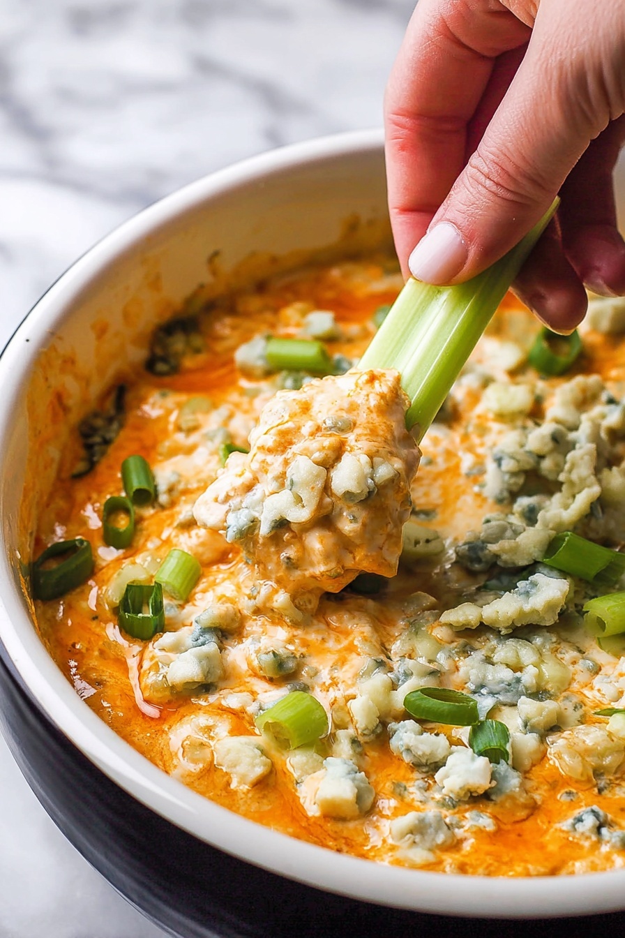 Crockpot Buffalo Chicken Dip Recipe - Serving Suggestion