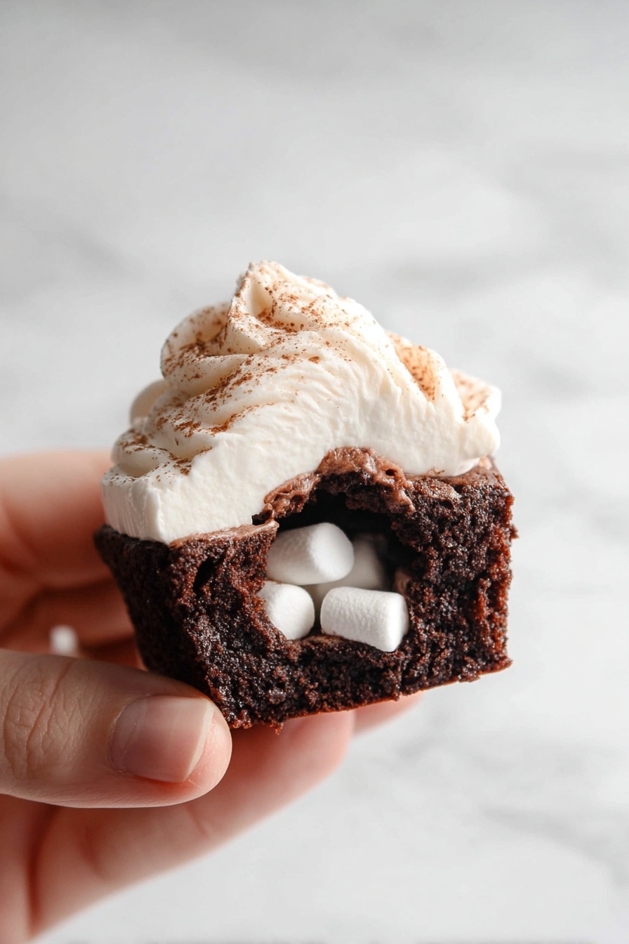 Hot Chocolate Cupcakes with Marshmallow Frosting Recipe - Serving Suggestion