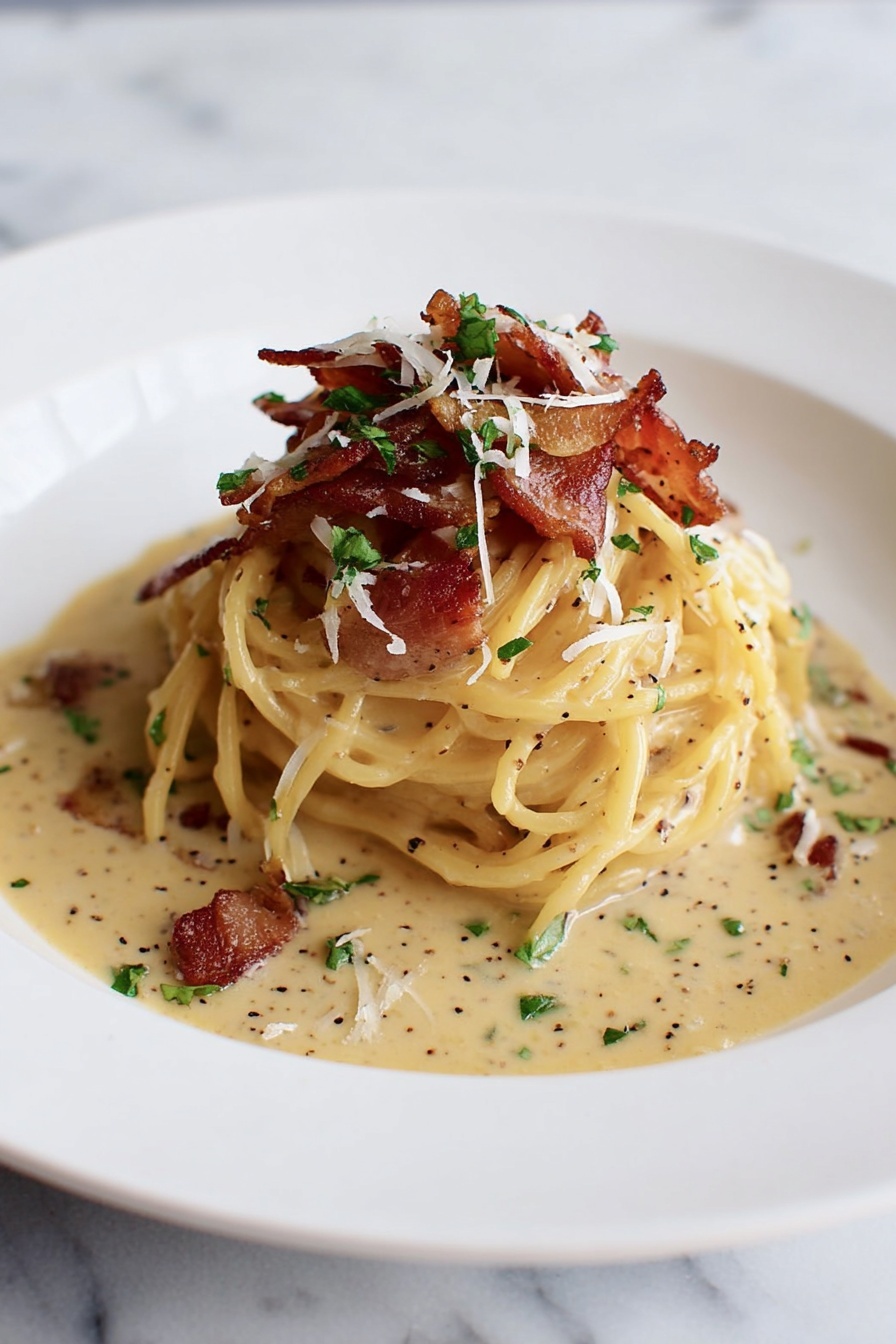 Miso Carbonara with Crispy Bacon Recipe - Serving Suggestion
