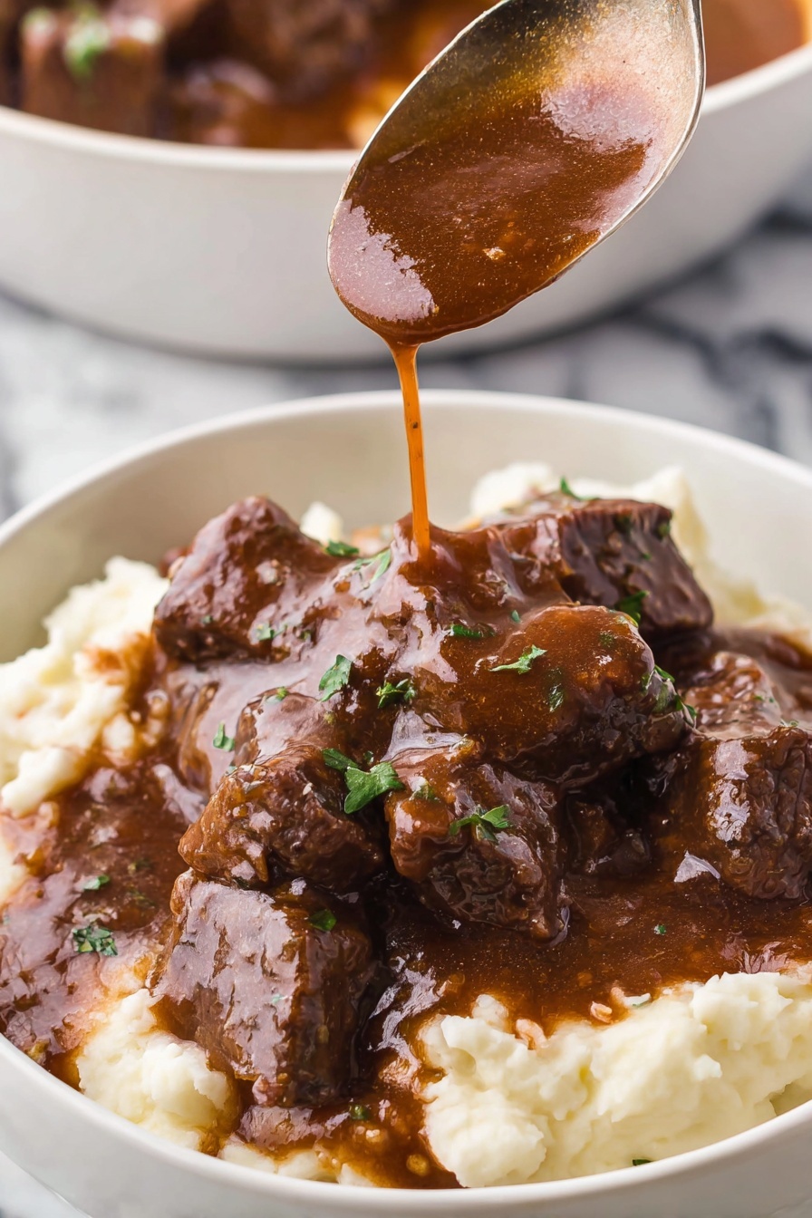 Slow Cooker Beef Tips with Gravy Recipe - Serving Suggestion