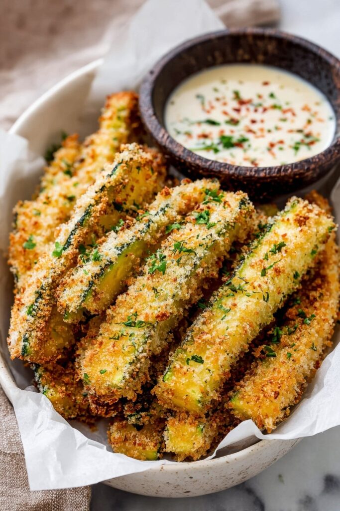 Baked Zucchini Fries with Dipping Sauce Recipe