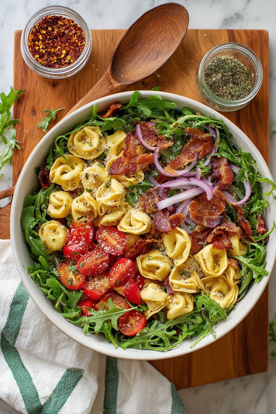 Tortellini Pasta Salad with Bacon and Arugula Recipe