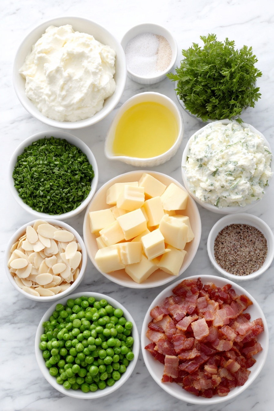 Creamy Pea Salad with Bacon and Cheese Recipe - Ingredients